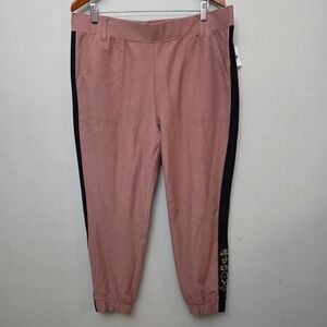 Disney Parks Star Wars Jogger Pants Pink Black Gold Embroidery XL The Force